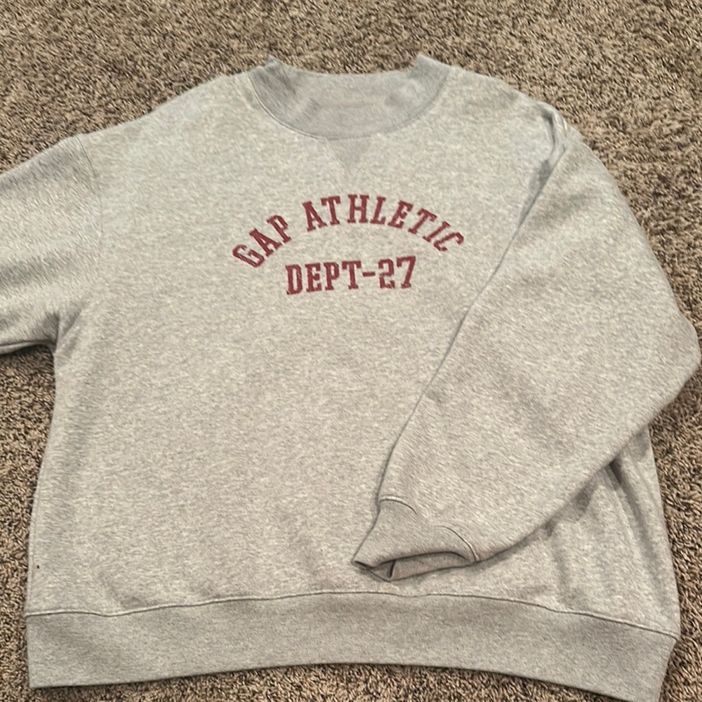 GAP Gray Crewneck/Mockneck with Vintage Athletic Design